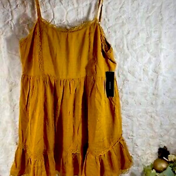 - Lulu’s Mustard Yellow Spaghetti Strap Mini Dress! - Picture 1 of 4